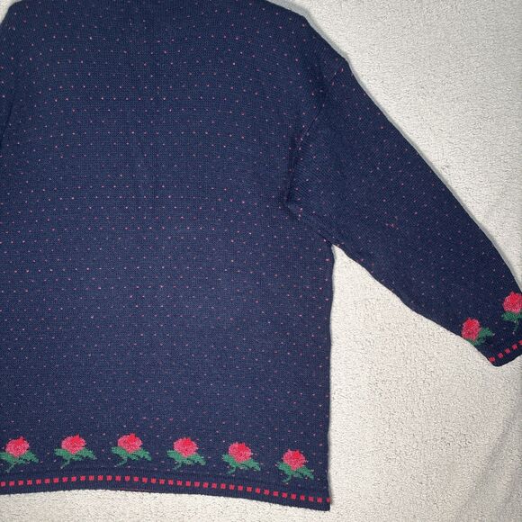 Vintage Laura Tyler Sweater Women’s XL Rose AOP Adele Knit Cottagecore Holiday - Picture 14 of 16